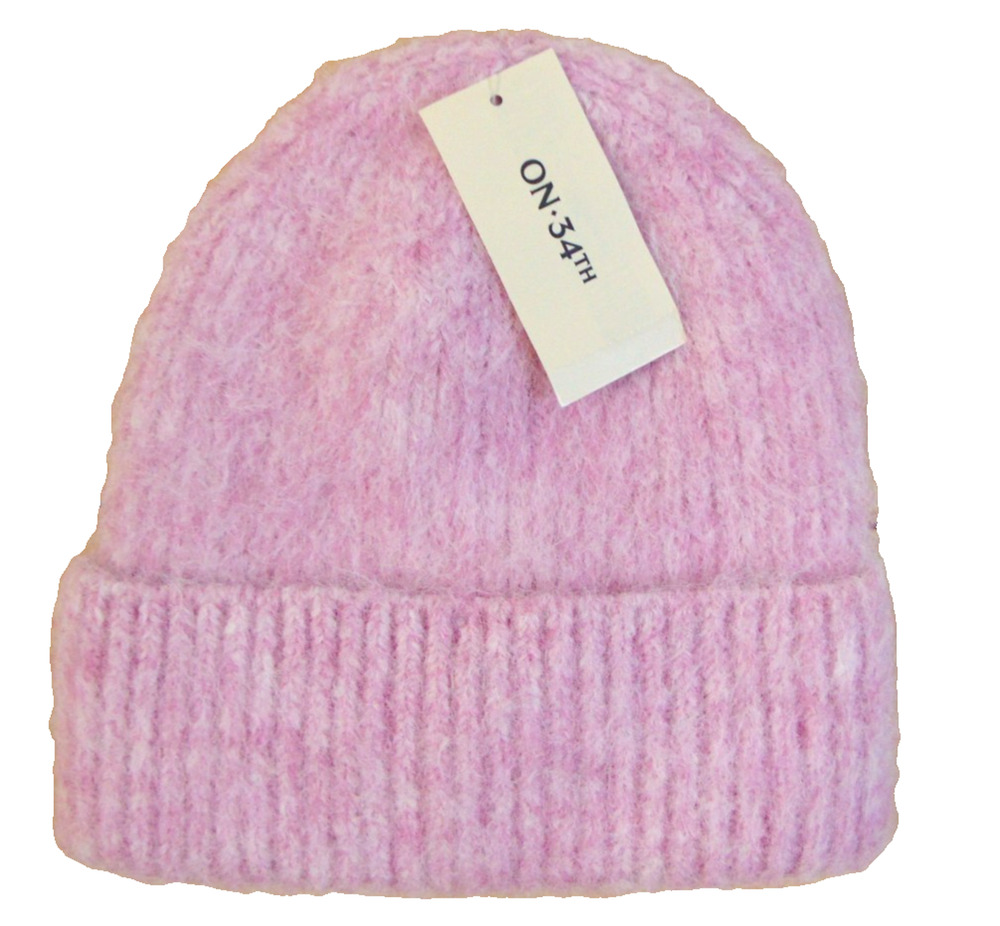 On 34th Solid Brushed Beanie Blush Pink Fuzzy Cuffed Hat One Size NWT Macys